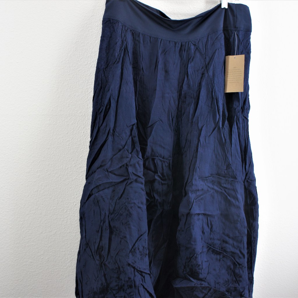Coldwater Creek Navy Textured Jacquard Skirt Size L Nwts